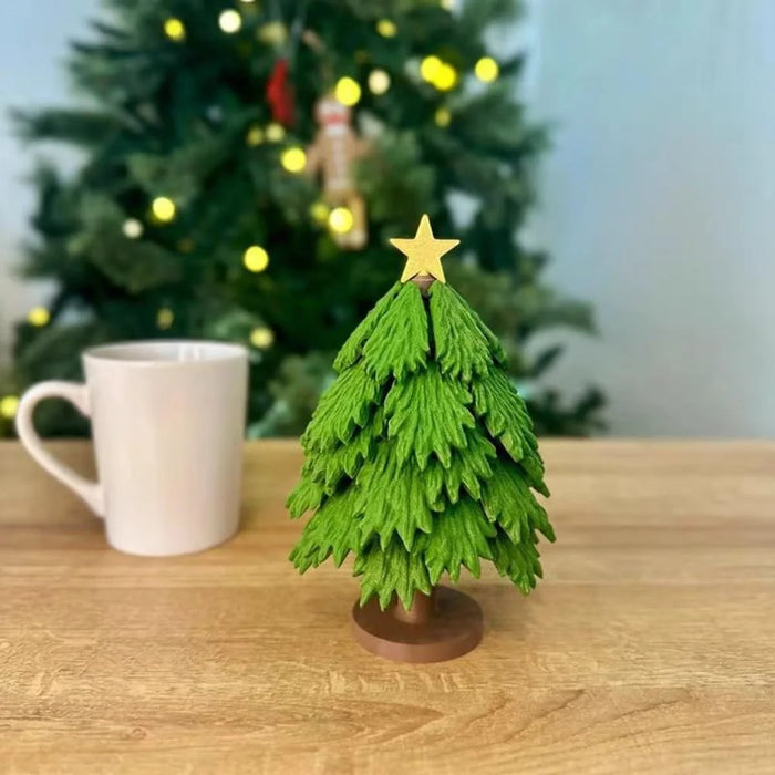 Christmas Tree Coaster Set Holiday Decoration 3D Printed Festive Table Protective Pad Assembly Miniature Tree - 2