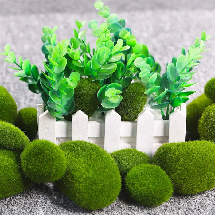 20PCS Artificial Moss Rocks 3 x 5cm Realistic Faux Stone Shooting Prop Decor Garden Glass Container Crafts - 3