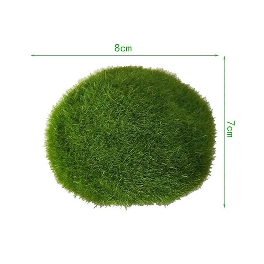 10PCS Artificial Moss Rocks 7 x 8cm Oval Green Moss Covered Stones for Home Garden Landscape Decor Craft - 7