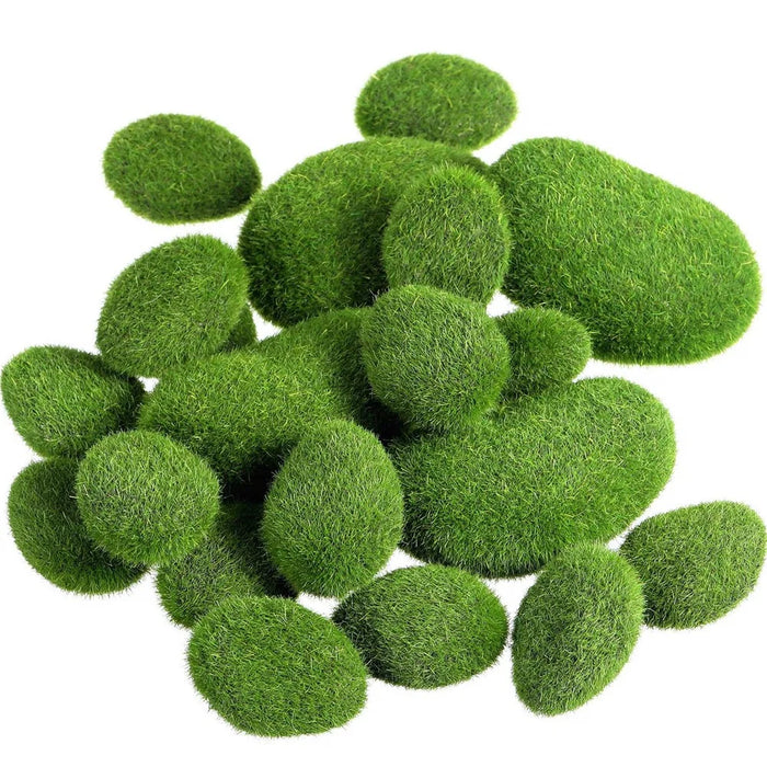 10PCS Artificial Moss Rocks 9 x 10cm Realistic Faux Stone Shooting Prop Decor Garden Glass Container Crafts - 2