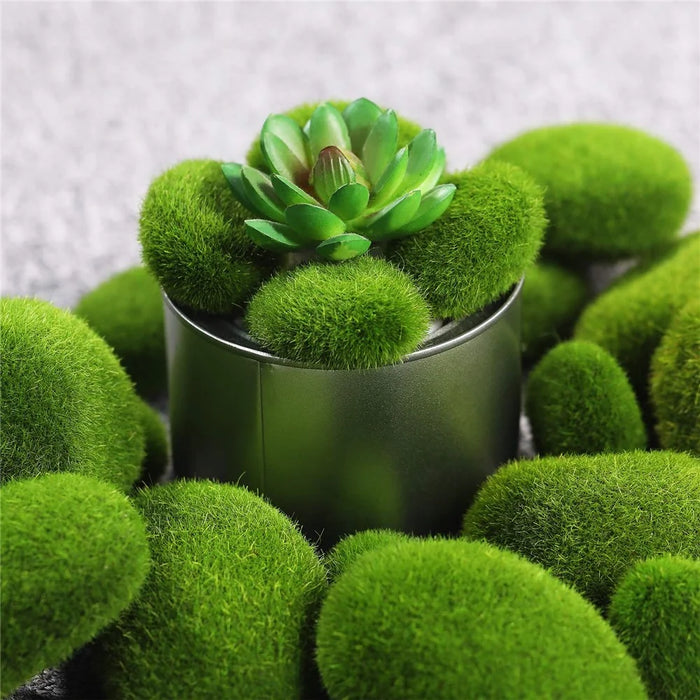 10PCS Artificial Moss Rocks 9 x 10cm Realistic Faux Stone Shooting Prop Decor Garden Glass Container Crafts - 3