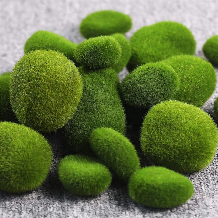 10PCS Artificial Moss Rocks 9 x 10cm Realistic Faux Stone Shooting Prop Decor Garden Glass Container Crafts - 6