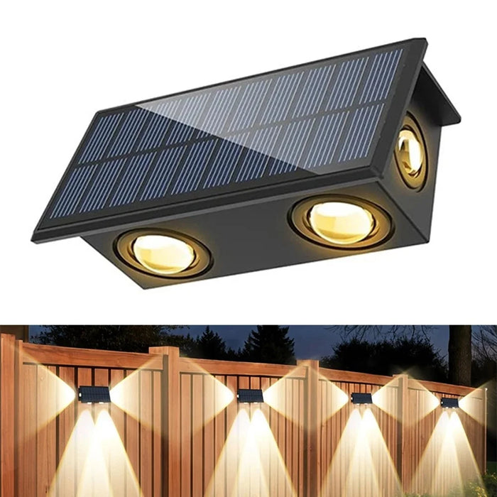 TS-G0308 1Pc 4LED Wall Washer Light Outdoor Solar Waterproof 3-Sided Ambient Lamp, Warm Light - 1