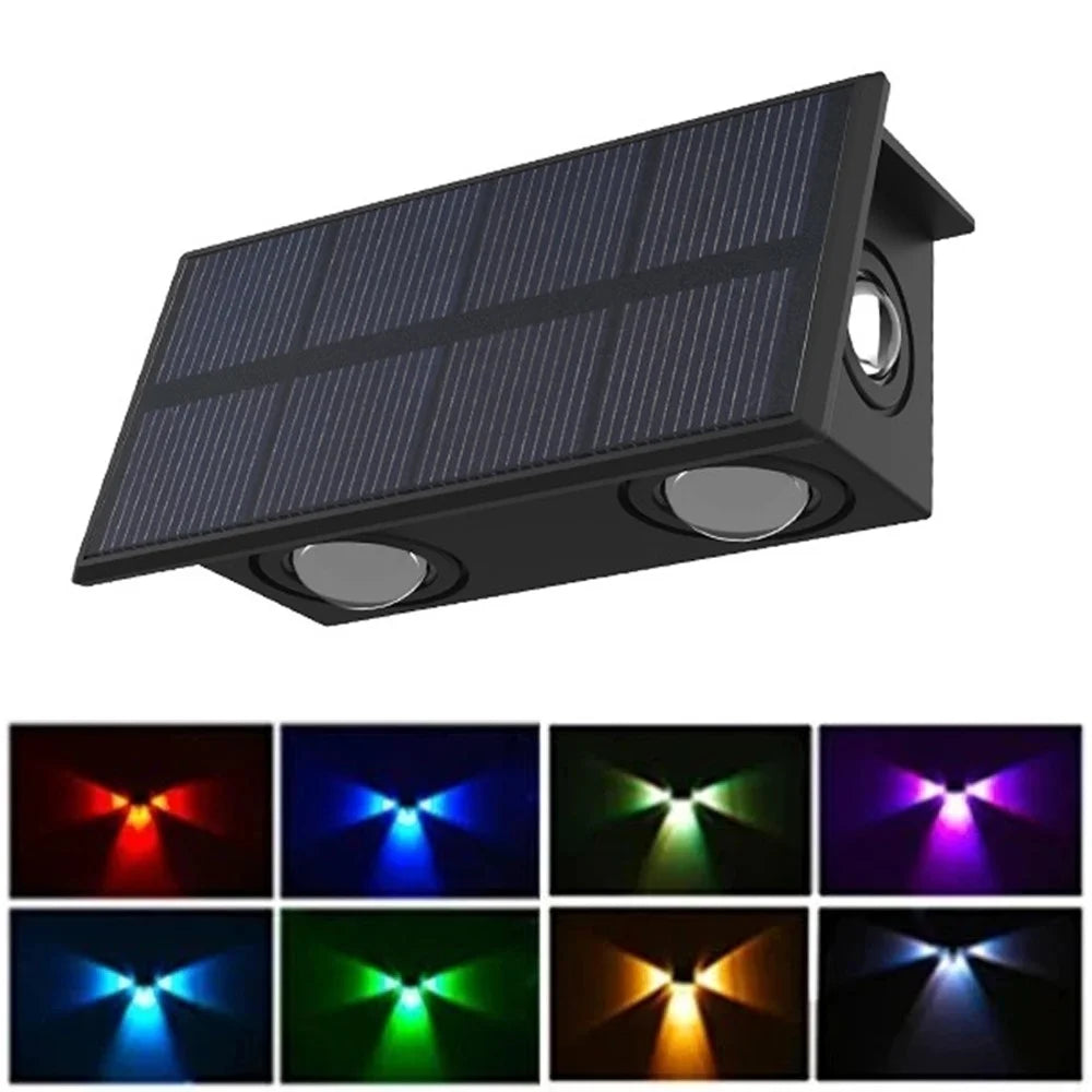 TS-G0308 1Pc 4LED Wall Washer Light Outdoor Solar Waterproof 3-Sided Ambient Lamp, RGB+Warm Light - 1