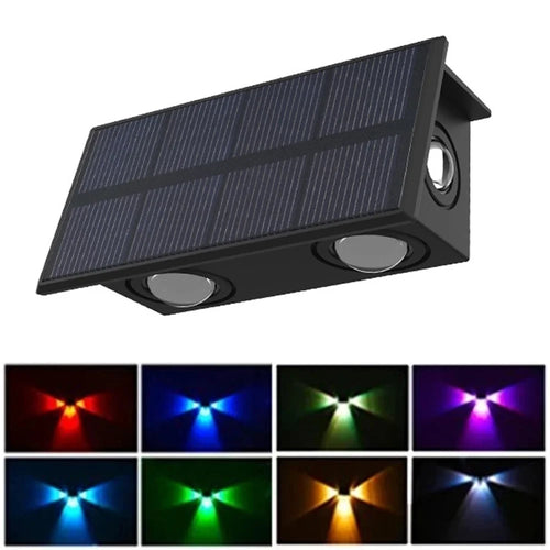 TS-G0308 1Pc 4LED Wall Washer Light Outdoor Solar Waterproof 3-Sided Ambient Lamp, RGB+Warm Light - 1