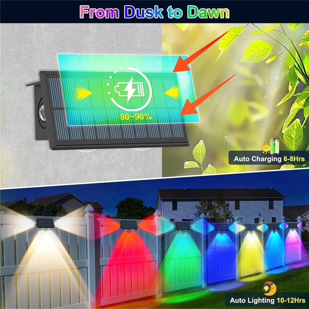 TS-G0308 1Pc 4LED Wall Washer Light Outdoor Solar Waterproof 3-Sided Ambient Lamp, RGB+Warm Light - 4