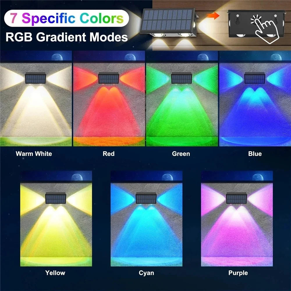 TS-G0308 1Pc 4LED Wall Washer Light Outdoor Solar Waterproof 3-Sided Ambient Lamp, RGB+Warm Light - 5