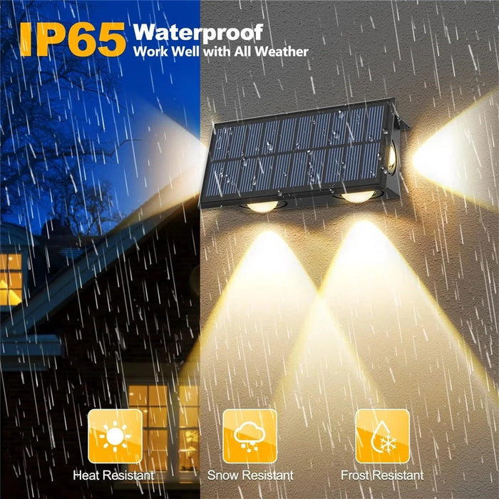 TS-G0308 4Pcs 4LED Wall Washer Light Outdoor Solar Waterproof 3-Sided Ambient Lamp, Warm Light - 6