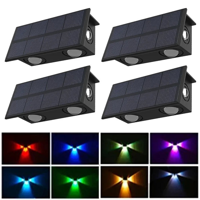 TS-G0308 4Pcs 4LED Wall Washer Light Outdoor Solar Waterproof 3-Sided Ambient Lamp, RGB+Warm Light - 1