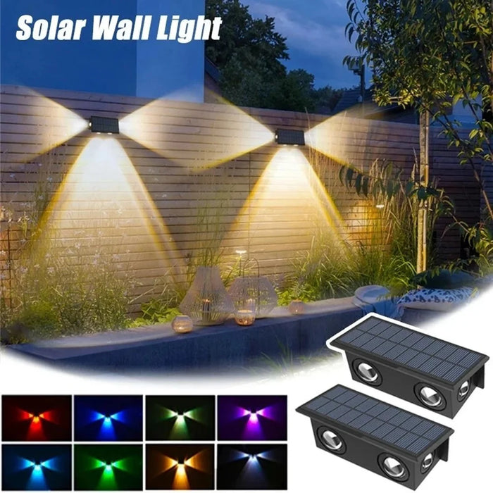 TS-G0308 4Pcs 4LED Wall Washer Light Outdoor Solar Waterproof 3-Sided Ambient Lamp, RGB+Warm Light - 2
