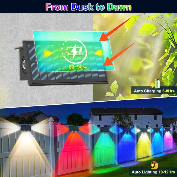 TS-G0308 4Pcs 4LED Wall Washer Light Outdoor Solar Waterproof 3-Sided Ambient Lamp, RGB+Warm Light - 4