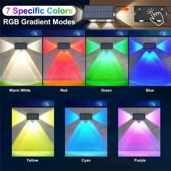 TS-G0308 4Pcs 4LED Wall Washer Light Outdoor Solar Waterproof 3-Sided Ambient Lamp, RGB+Warm Light - 5