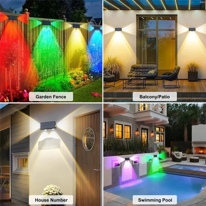 TS-G0308 4Pcs 4LED Wall Washer Light Outdoor Solar Waterproof 3-Sided Ambient Lamp, RGB+Warm Light - 7