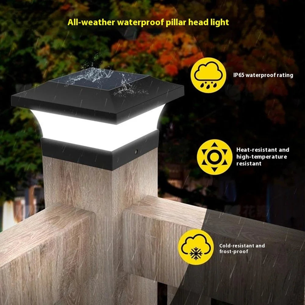 TS-GL0403 IP65 Waterproof Solar Post Cap Light for Garden Fence Landscape Lamp Outdoor Decor - 6000K White Light - 2
