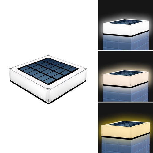 TS-S5306 3 Color Temperatures Waterproof Solar Powered Square Post Cap Light for Outdoor Fence Garden - 1