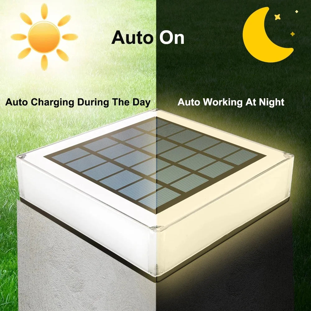 TS-S5306 3 Color Temperatures Waterproof Solar Powered Square Post Cap Light for Outdoor Fence Garden - 3