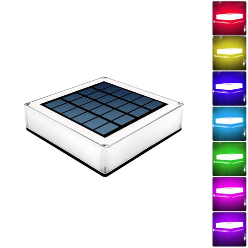 TS-S5306-7C-SZ RGB Color Change + Fixed Color Solar Powered Square Post Cap Light for Outdoor Fence Garden - 1