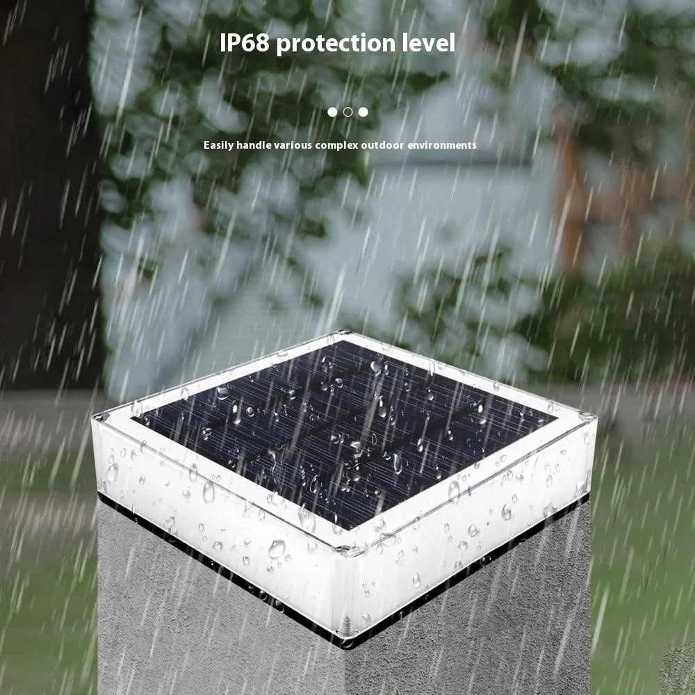 TS-S5306-7C-SZ RGB Color Change + Fixed Color Solar Powered Square Post Cap Light for Outdoor Fence Garden - 3