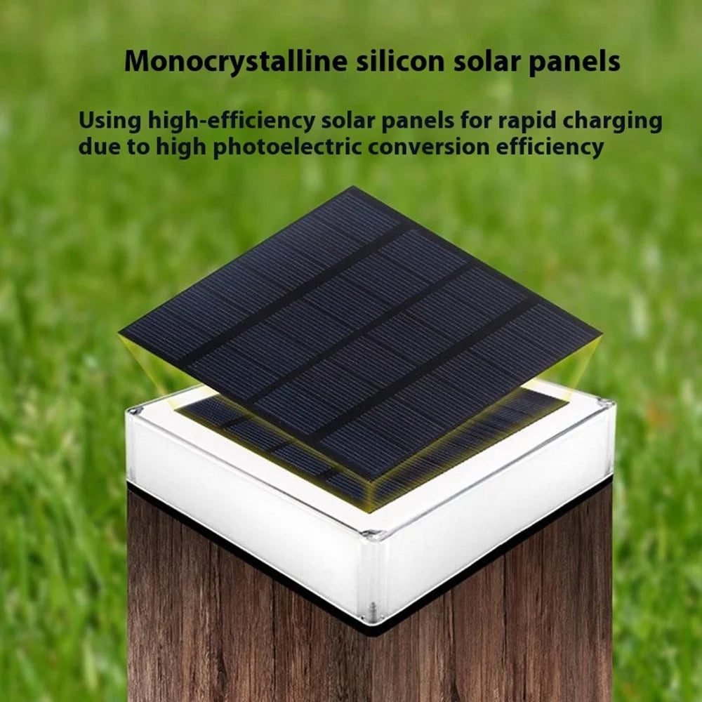 TS-S5306-7C-SZ RGB Color Change + Fixed Color Solar Powered Square Post Cap Light for Outdoor Fence Garden - 4