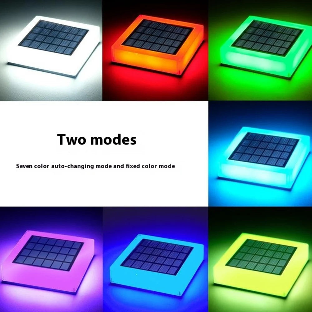 TS-S5306-7C-SZ RGB Color Change + Fixed Color Solar Powered Square Post Cap Light for Outdoor Fence Garden - 5