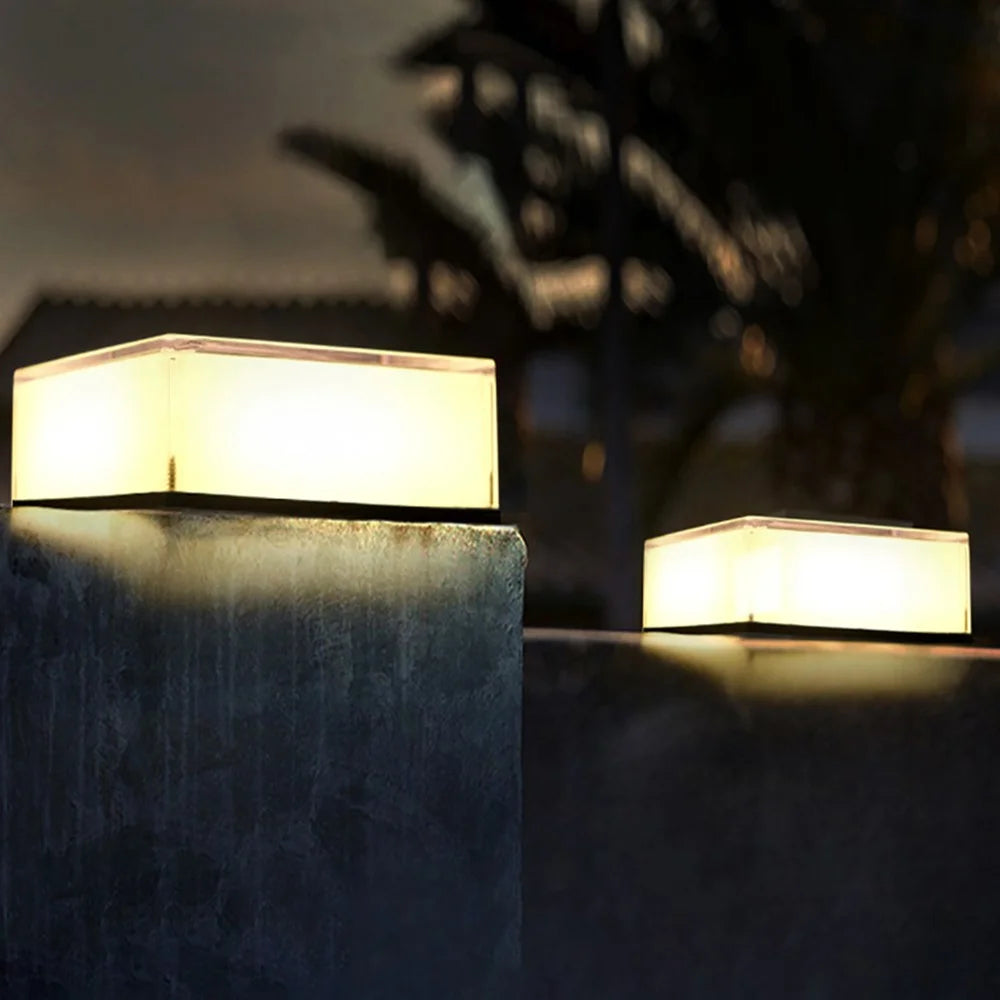 TS-S5306-7C-SZ RGB Color Change + Fixed Color Solar Powered Square Post Cap Light for Outdoor Fence Garden - 7
