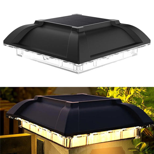 TS-G0706 Solar Powered Post Cap Light Waterproof Fence Solar Lamp Exterior Lighting Fixture for Garden, Warm White - 1
