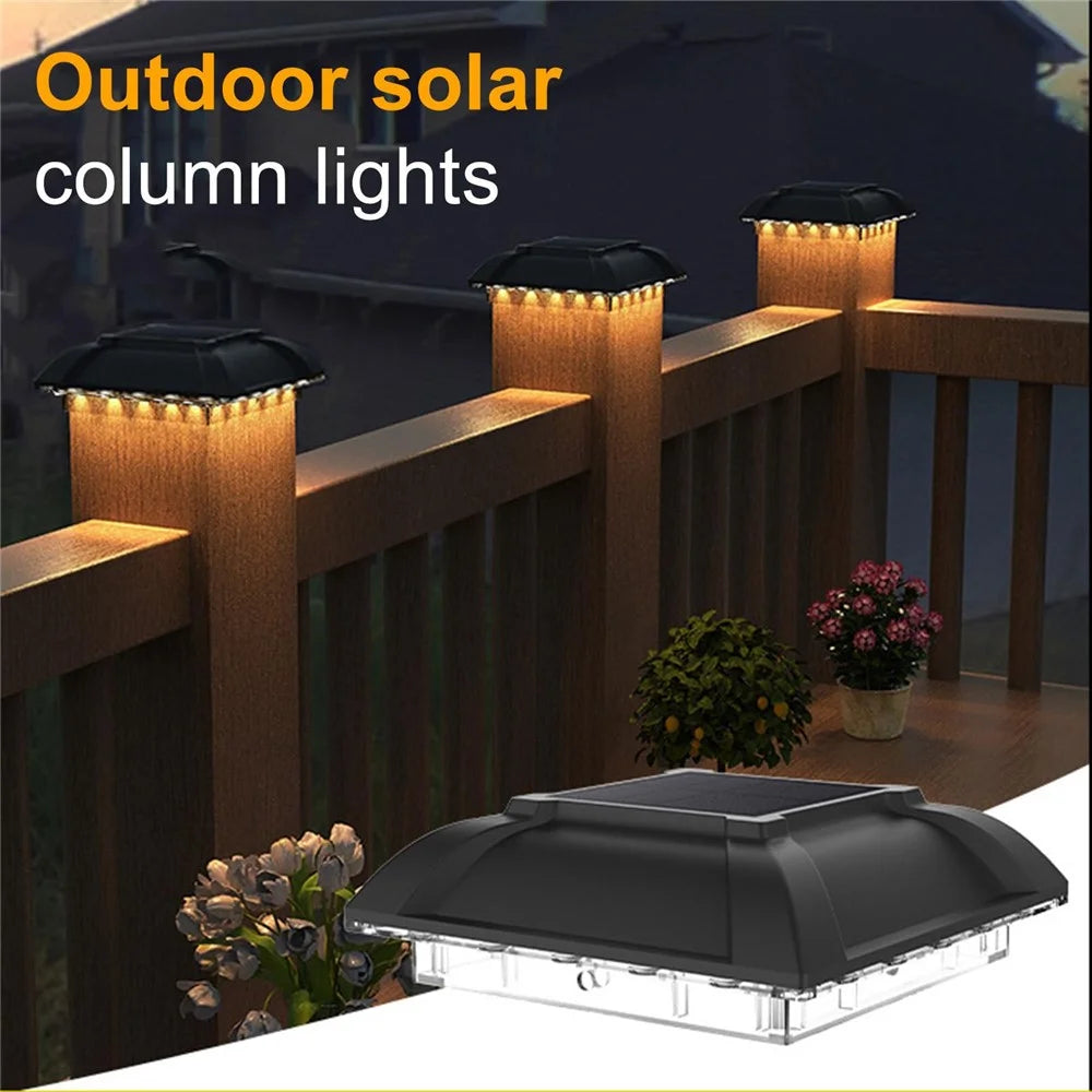 TS-G0706 Solar Powered Post Cap Light Waterproof Fence Solar Lamp Exterior Lighting Fixture for Garden, Warm White - 3