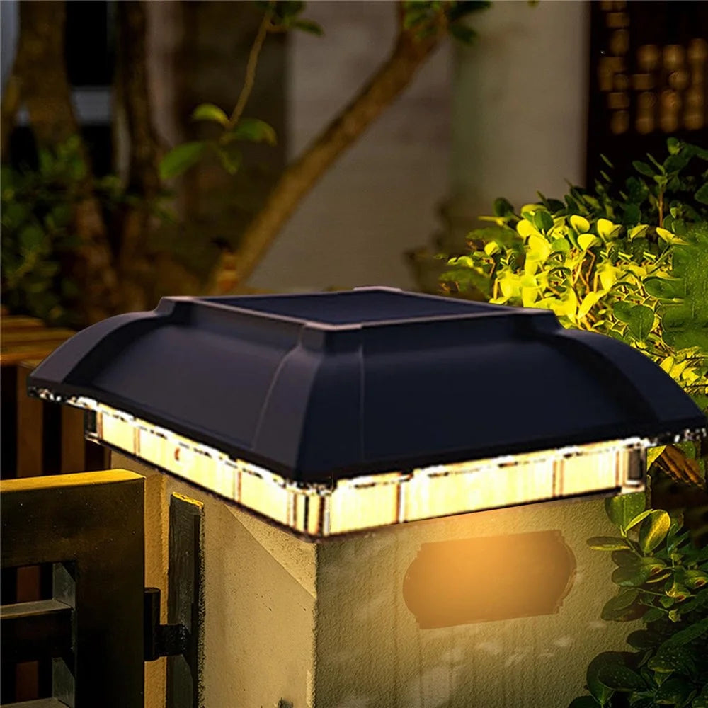 TS-G0706 Solar Powered Post Cap Light Waterproof Fence Solar Lamp Exterior Lighting Fixture for Garden, Warm White - 4