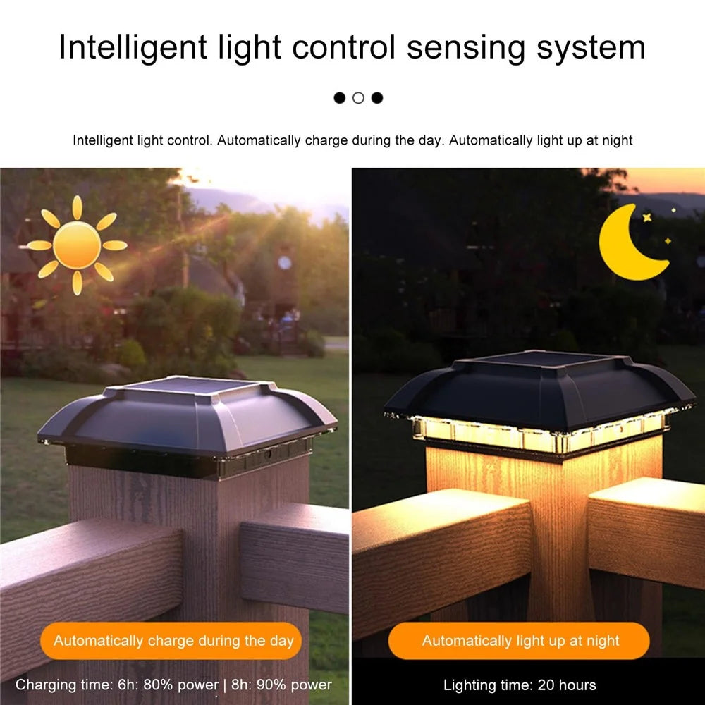 TS-G0706 Solar Powered Post Cap Light Waterproof Fence Solar Lamp Exterior Lighting Fixture for Garden, Warm White - 7