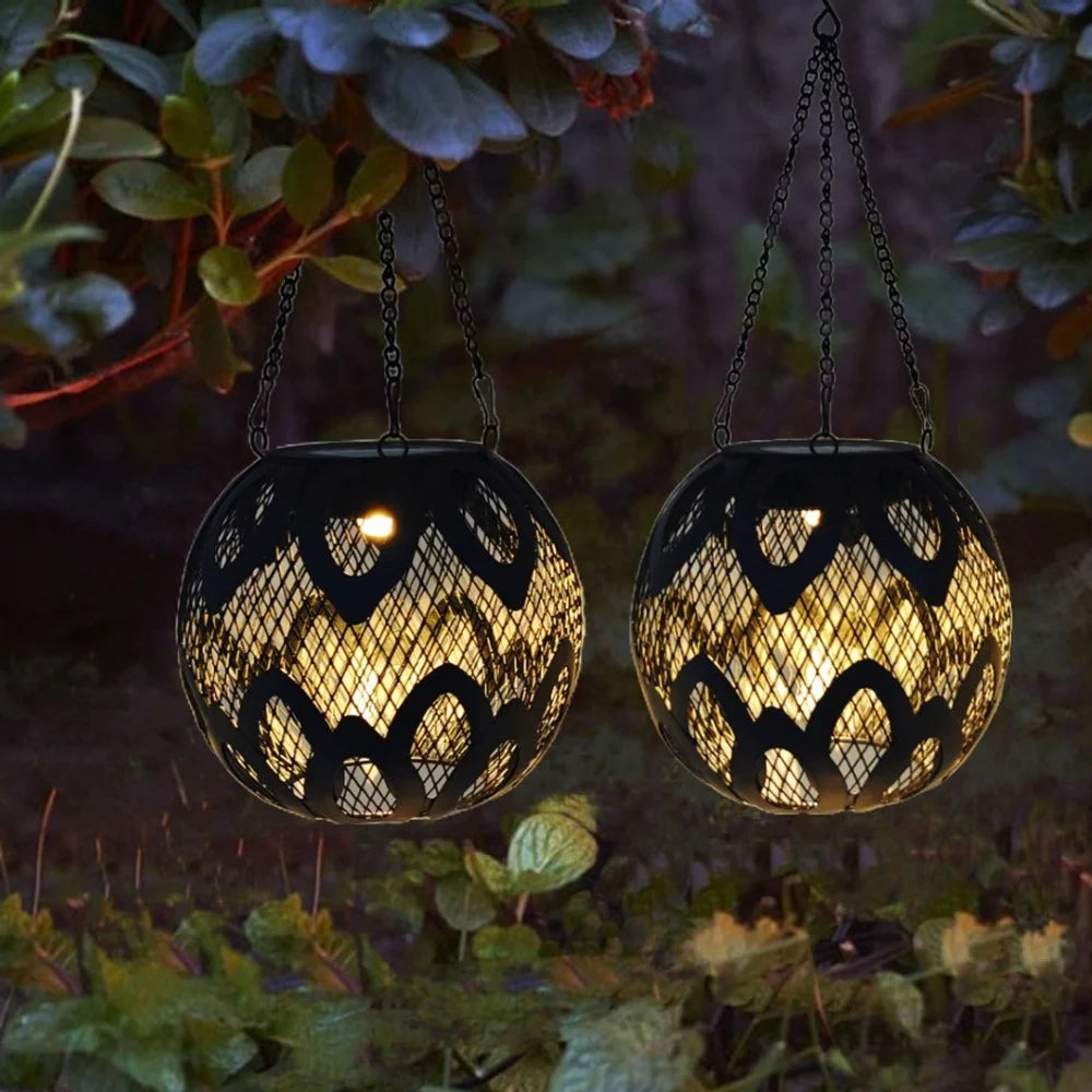 Art Petal LED Solar Powered Garden Light Lantern Shape Outdoor Decorative Hanging Lamp Waterproof for Lawn / Patio - 2