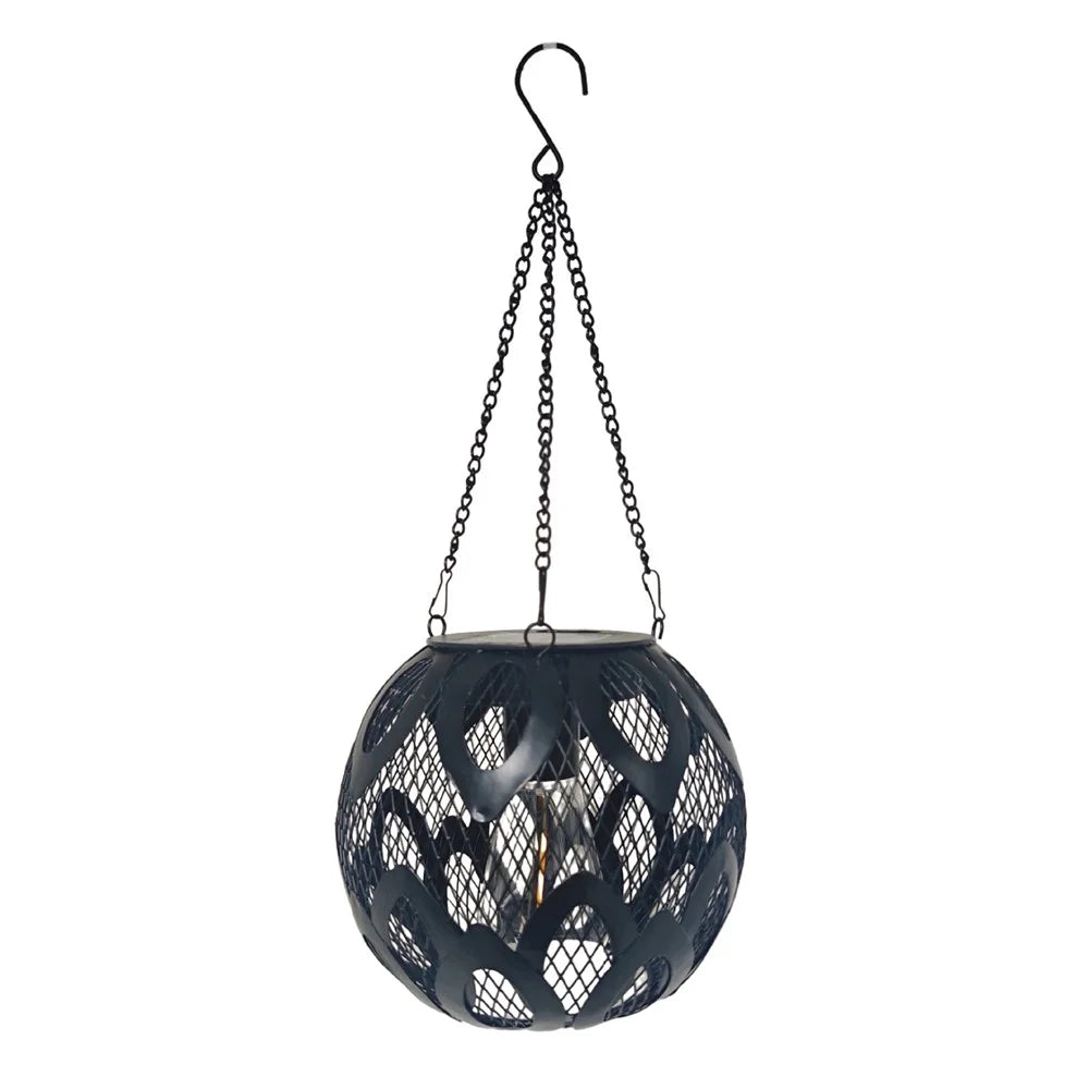 Solar Powered Garden Light Petal Tungsten Wire Lantern Hollow Design Outdoor Iron Hanging Lamp Waterproof - 1