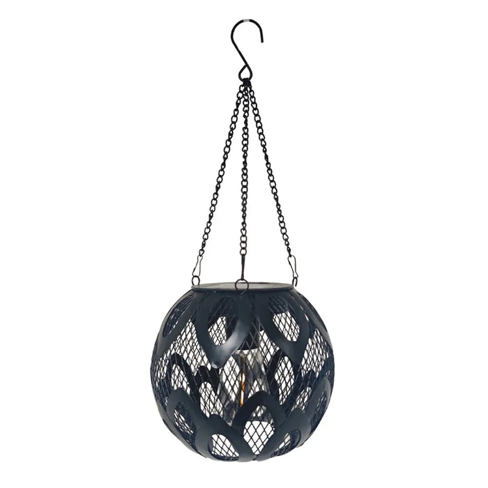 Solar Powered Garden Light Petal Tungsten Wire Lantern Hollow Design Outdoor Iron Hanging Lamp Waterproof - 1