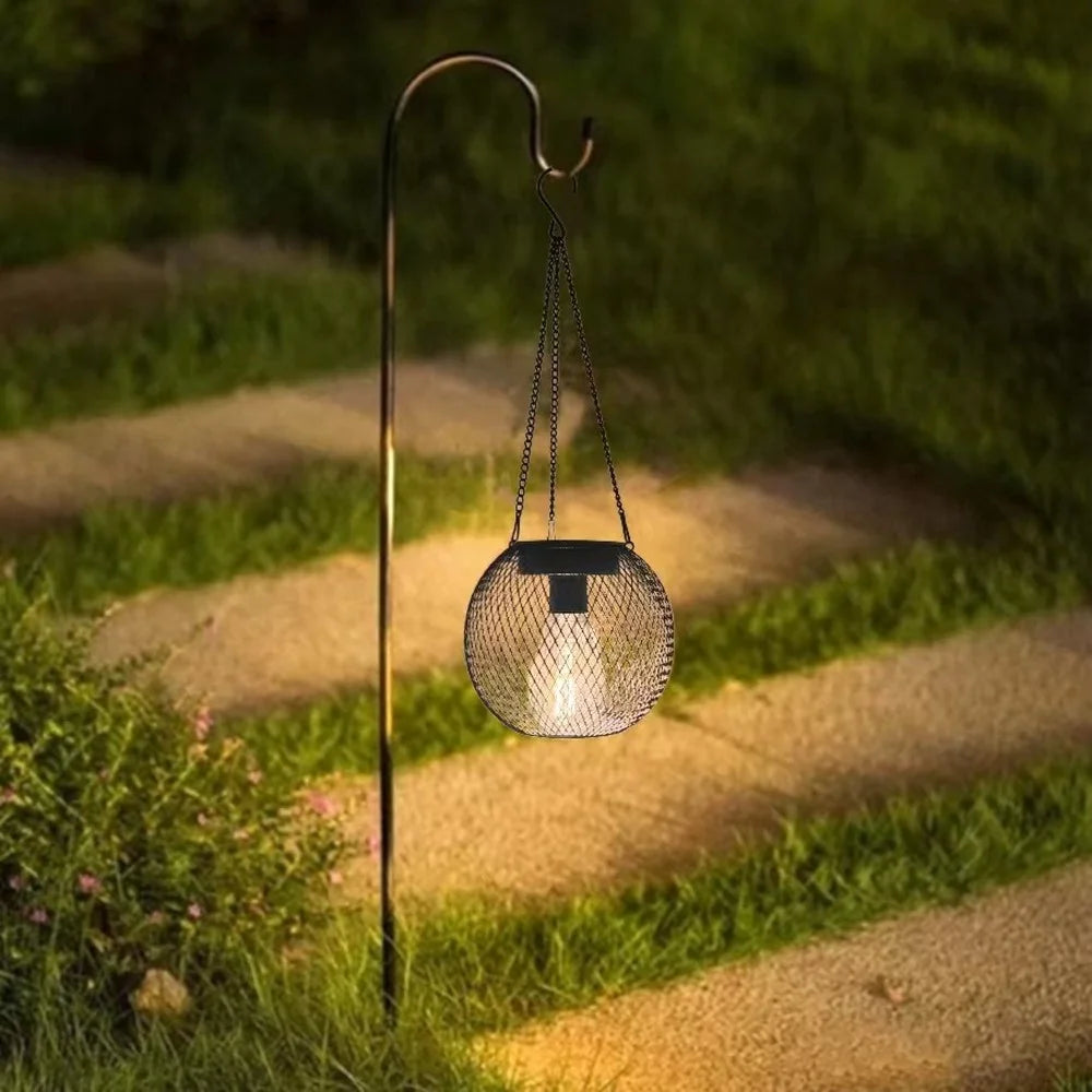 Solar Powered Garden Light Rhombus Shape Petal Tungsten Wire Projection Lamp Decorative Outdoor Hanging Light Waterproof - 3
