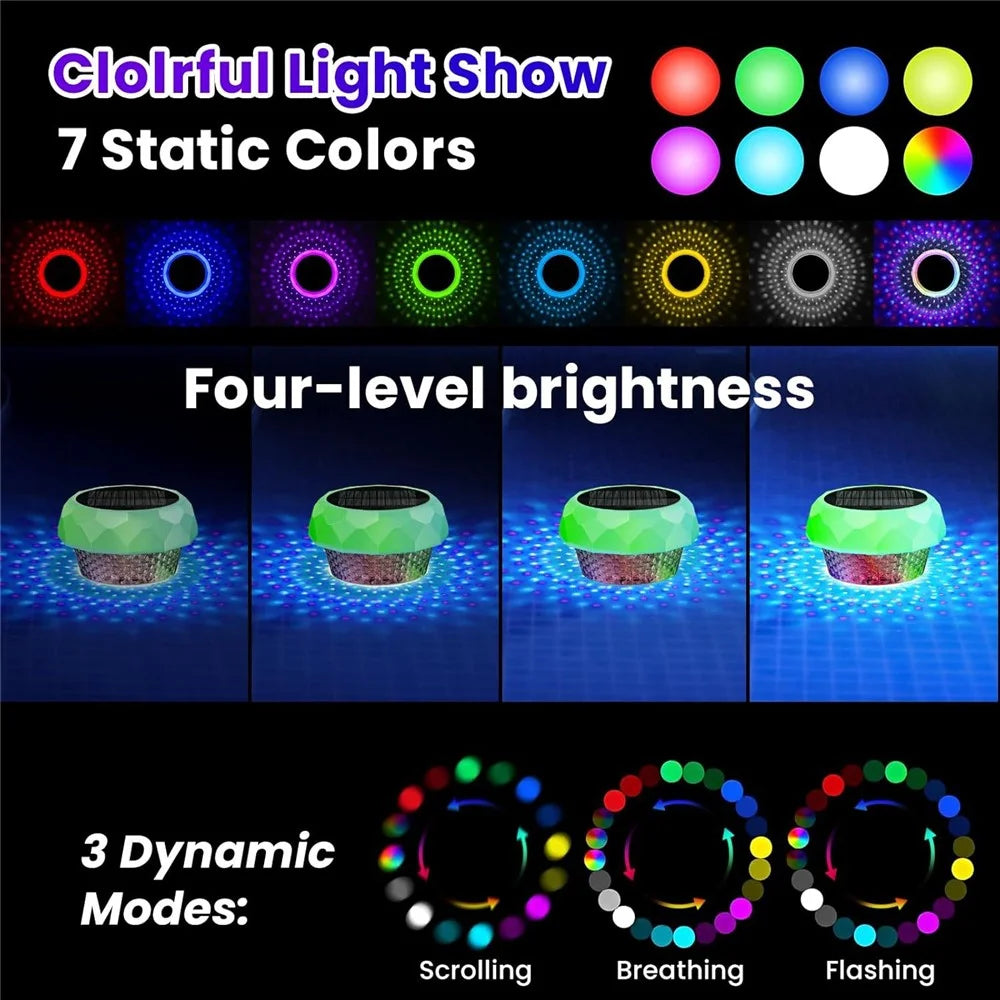 Solar Powered Disinfection Pool Light LED Floating Fountain Lamp Landscape Decoration with Remote Control - 7