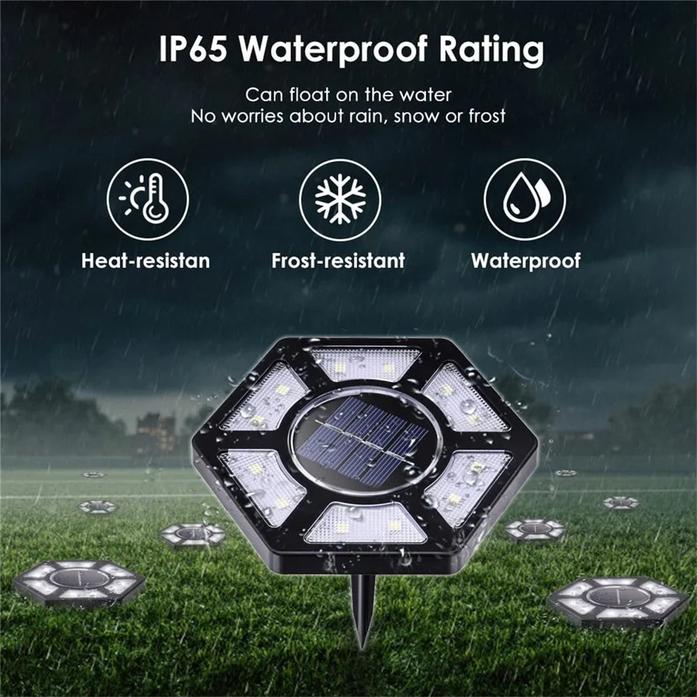 4Pcs Outdoor 12 LEDs Solar Powered Ground Light Waterproof Garden Pathway Landscape Lamp - White Light - 2