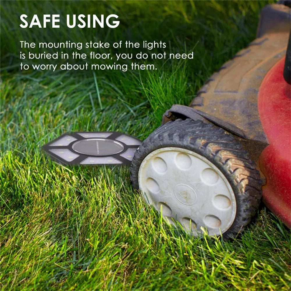 4Pcs Outdoor 12 LEDs Solar Powered Ground Light Waterproof Garden Pathway Landscape Lamp - White Light - 3