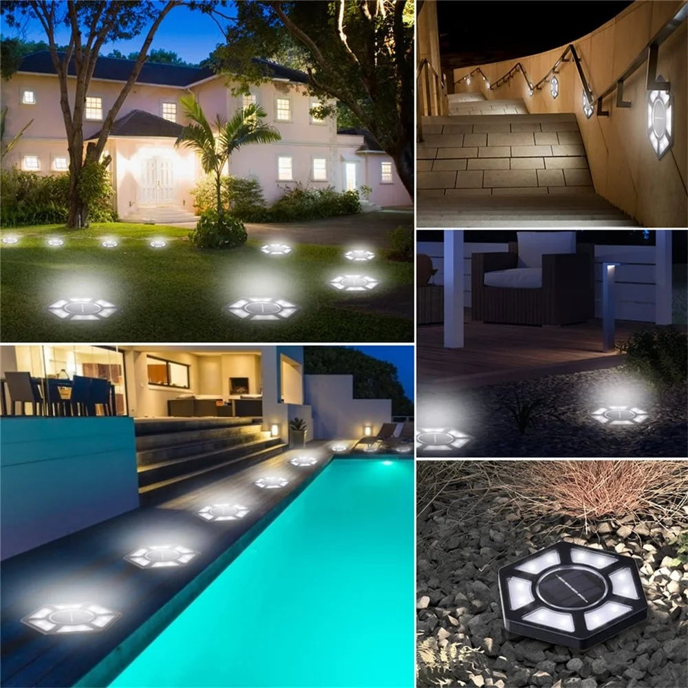 4Pcs Outdoor 12 LEDs Solar Powered Ground Light Waterproof Garden Pathway Landscape Lamp - White Light - 5