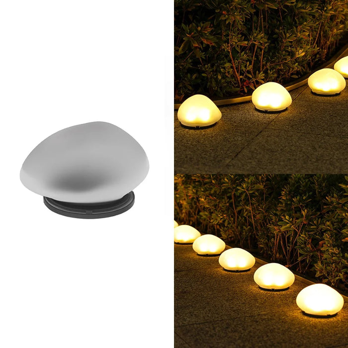 Pebble Shape Lawn Lamp Solar Powered Garden Light Outdoor Waterproof Pathway Light - Warm Light - 1