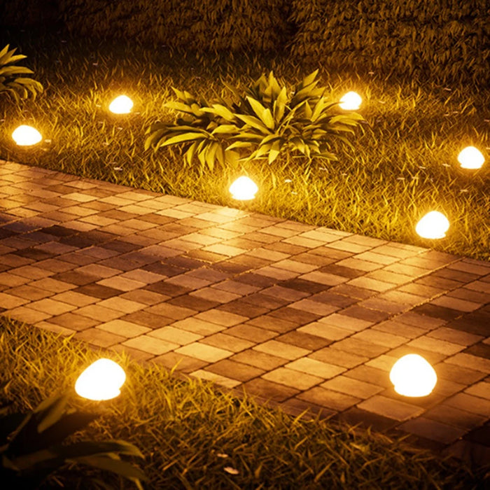 Pebble Shape Lawn Lamp Solar Powered Garden Light Outdoor Waterproof Pathway Light - Warm Light - 3