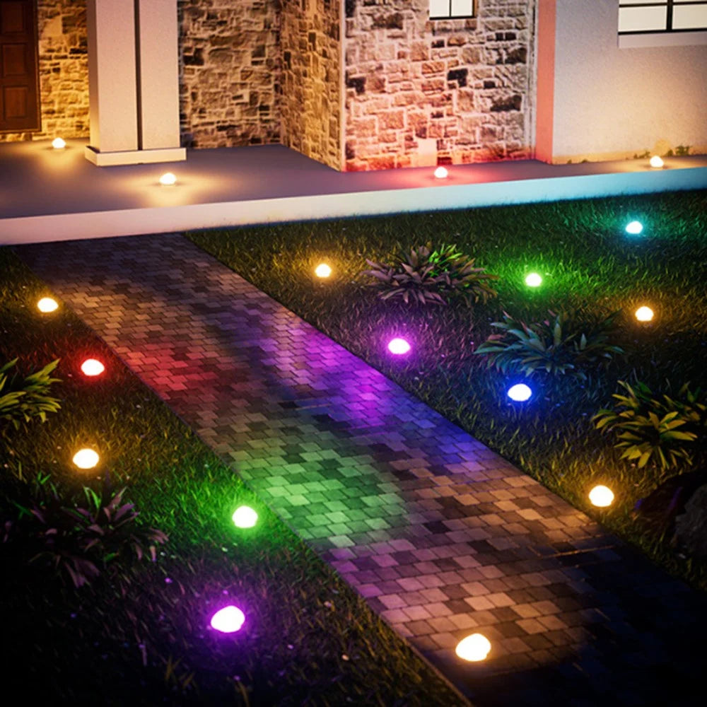 RGB Lawn Lamp Pebble Shape Solar Powered Garden Light Outdoor Waterproof Pathway Light - 3