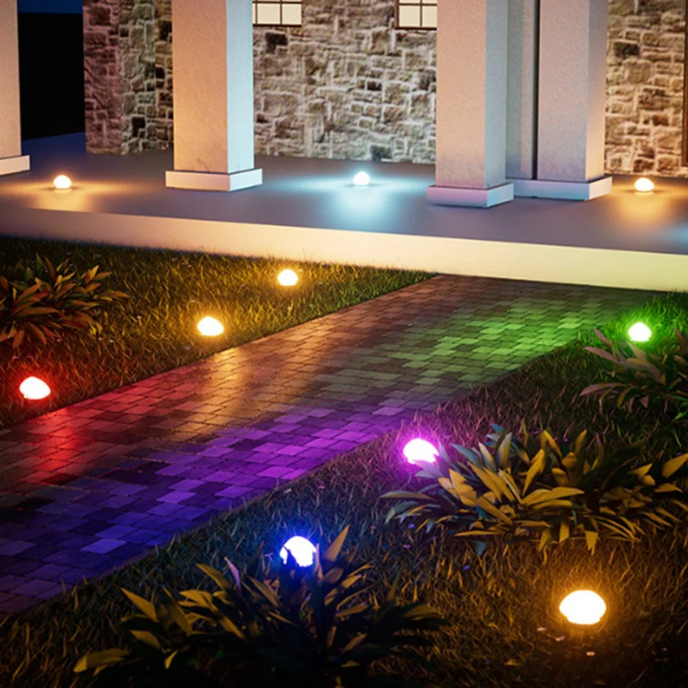 RGB Lawn Lamp Pebble Shape Solar Powered Garden Light Outdoor Waterproof Pathway Light - 5