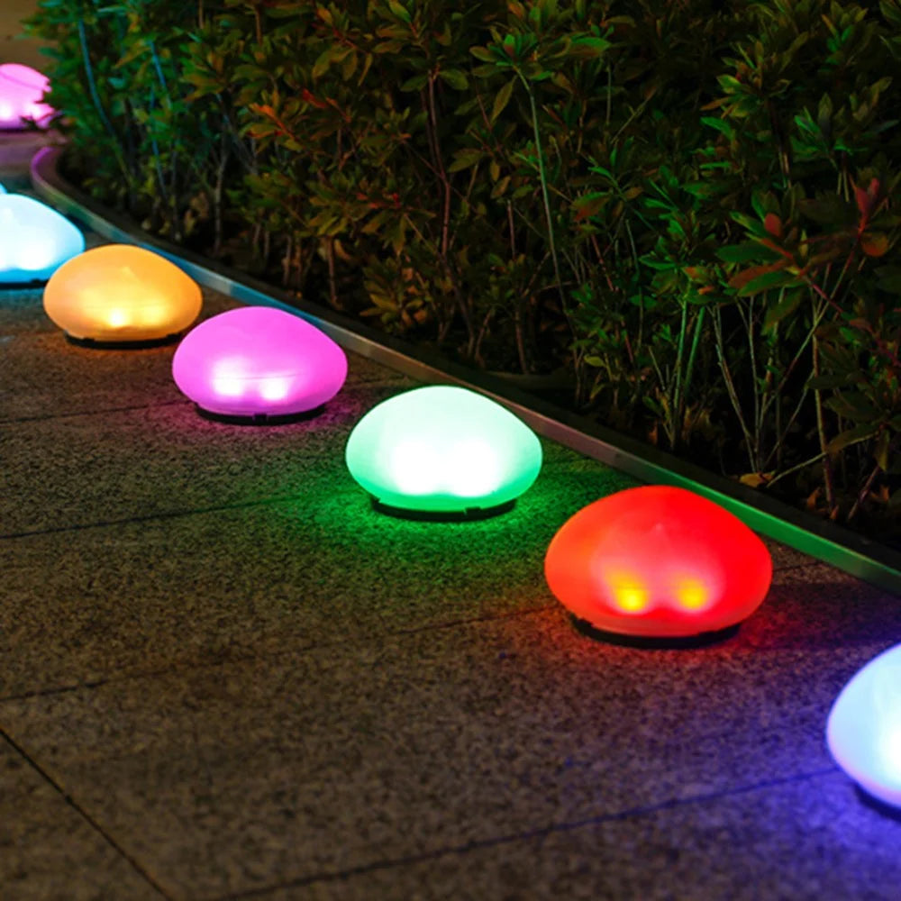 RGB Lawn Lamp Pebble Shape Solar Powered Garden Light Outdoor Waterproof Pathway Light - 6