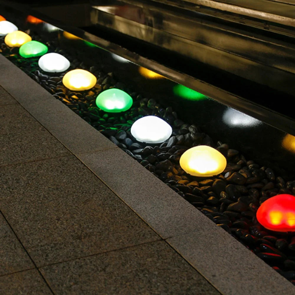 RGB Lawn Lamp Pebble Shape Solar Powered Garden Light Outdoor Waterproof Pathway Light - 7