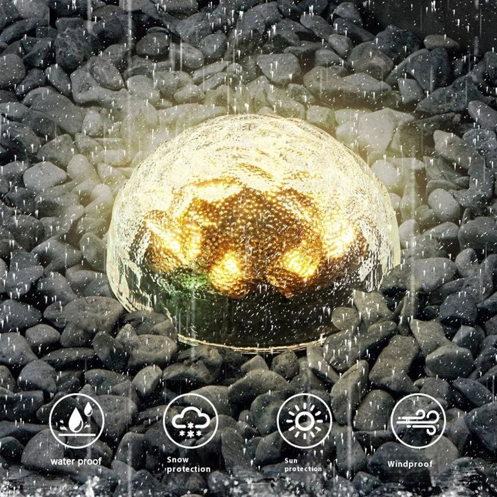 Glass Globe Solar Powered Outdoor Garden Stake Light Waterproof Decorative Lawn Ground Lamp - 4