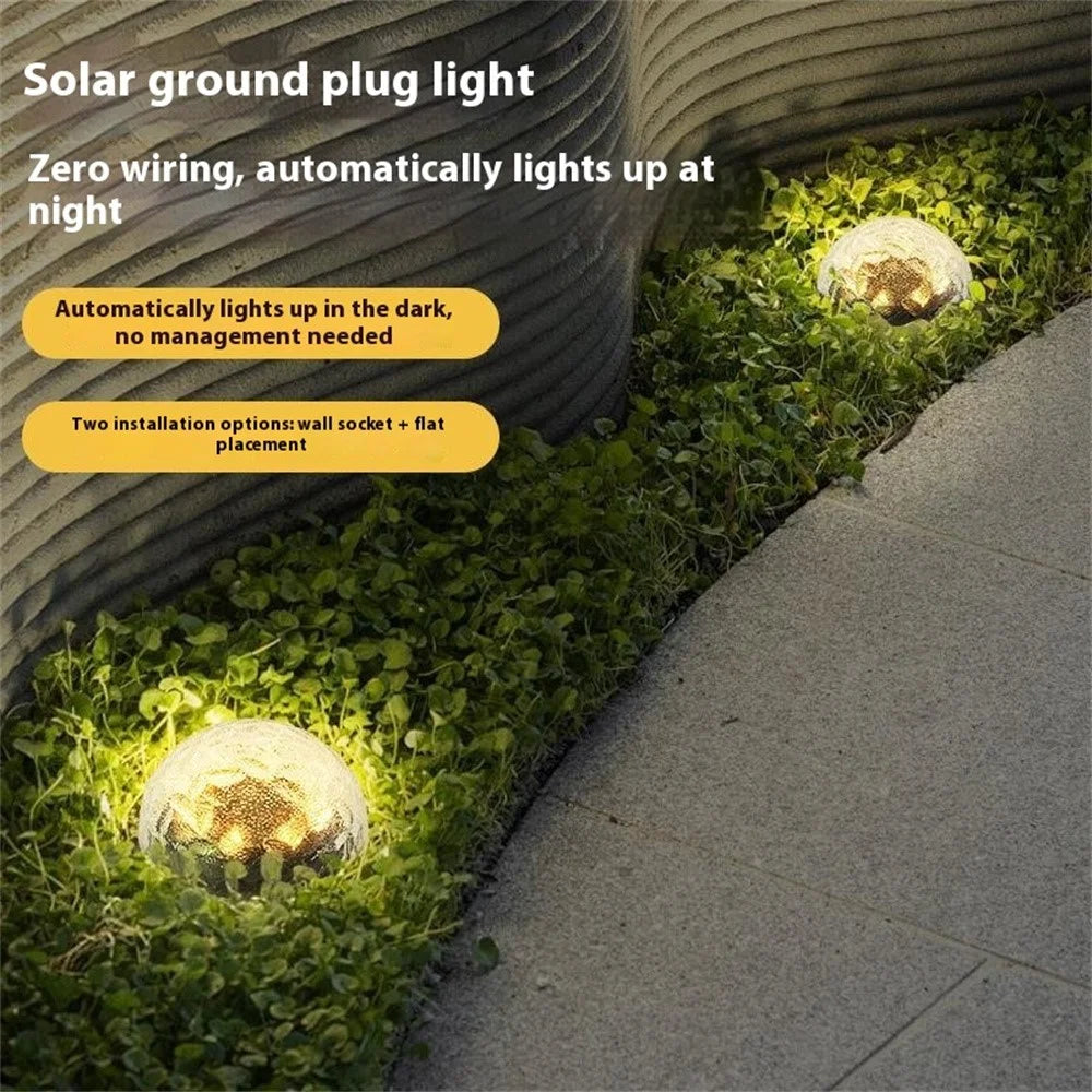 Glass Globe Solar Powered Outdoor Garden Stake Light Waterproof Decorative Lawn Ground Lamp - 5