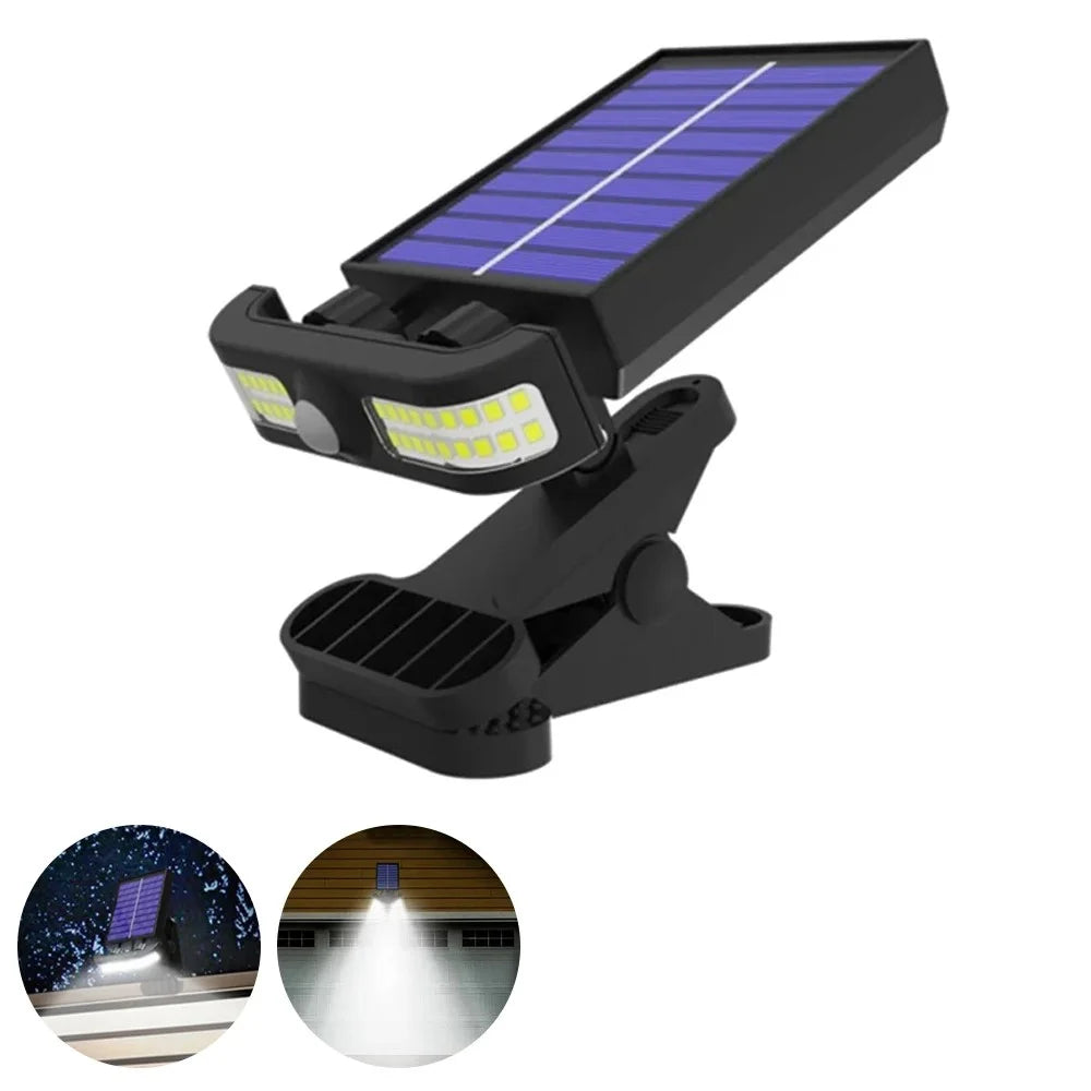 TJ-105 40-LED Solar Powered Clip On Light for Garden Waterproof Motion Sensor Lamp, Support USB Charging - White Light - 1