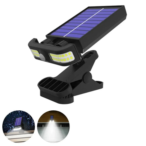 TJ-105 40-LED Solar Powered Clip On Light for Garden Waterproof Motion Sensor Lamp, Support USB Charging - White Light - 1