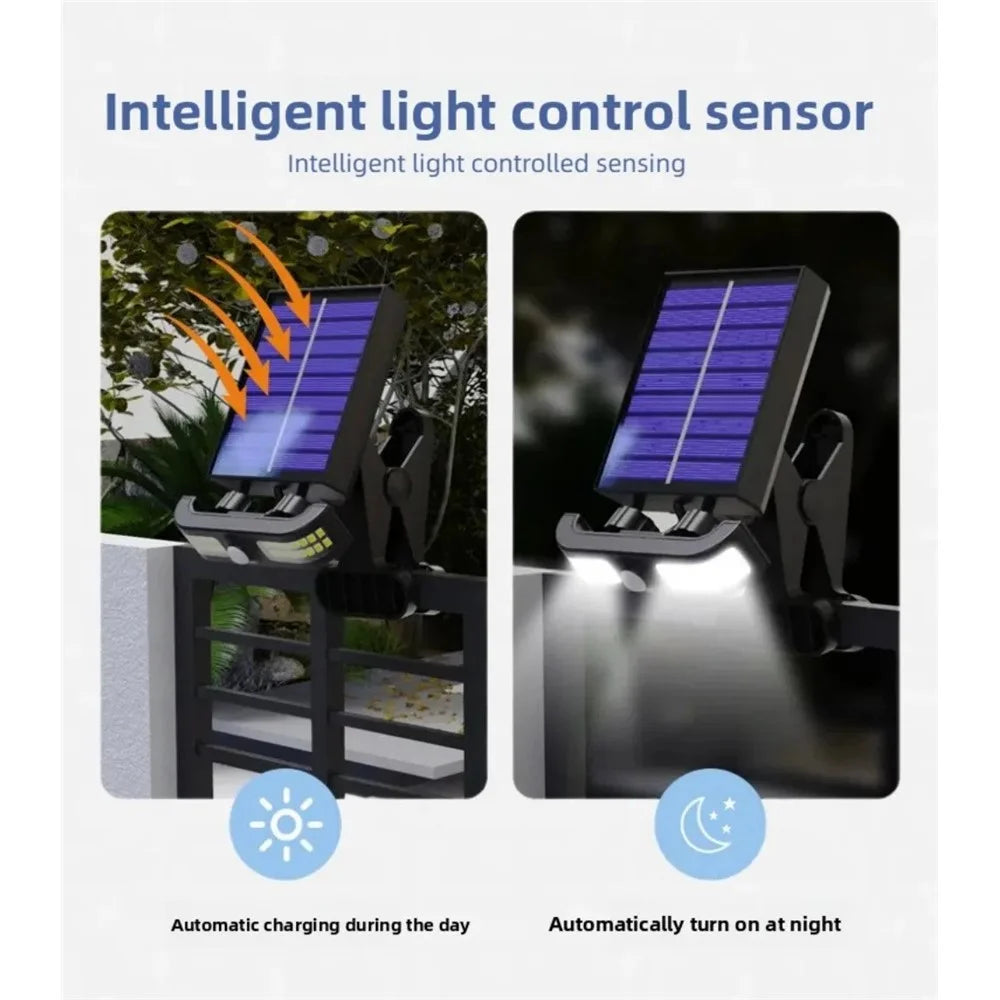 TJ-105 40-LED Solar Powered Clip On Light for Garden Waterproof Motion Sensor Lamp, Support USB Charging - White Light - 3