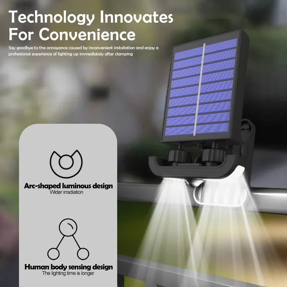 TJ-105 40-LED Solar Powered Clip On Light for Garden Waterproof Motion Sensor Lamp, Support USB Charging - White Light - 5