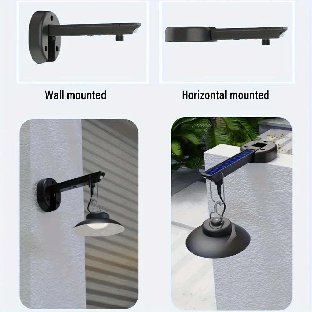 Outdoor Solar Pendant Light Motion Sensor USB Rechargeable Waterproof Garden Yard LED Lamp - White Light - 3
